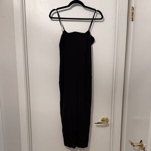 Kendall & Kylie Black Midi Slip Dress with Spaghetti Straps